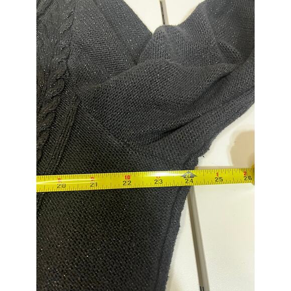 Chaps Classic Black Cable Knit Front Sweater With Sparkle- Womens Size 2X - Picture 5 of 7